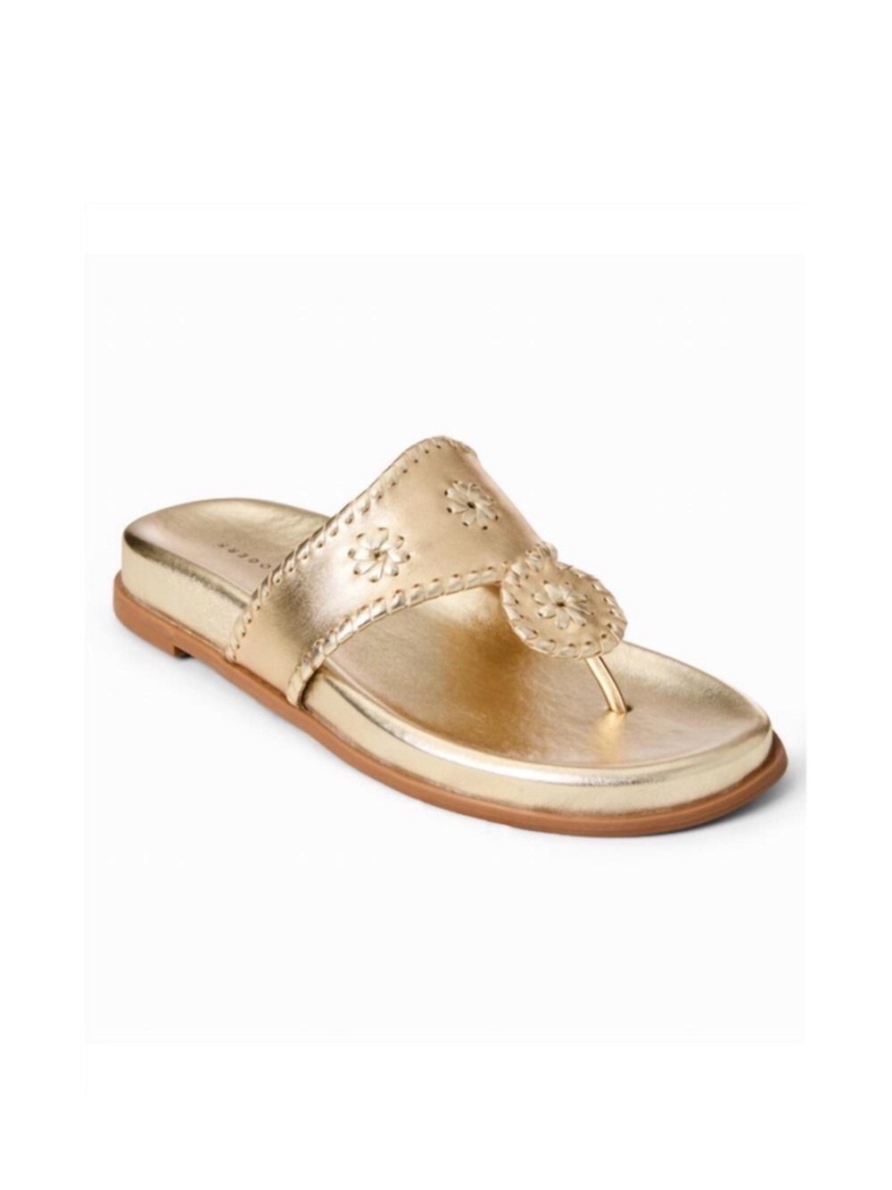 Women’s Metallic Gold Toe-Post Slide Sandals